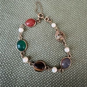 Scarab and pearl vintage bracelet